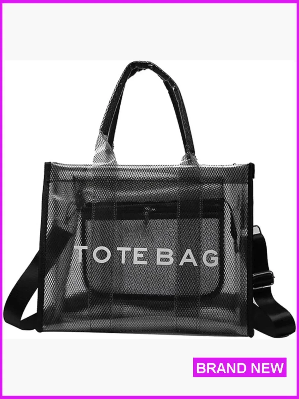 Clear Tote Bag for Women Large Mesh Beach PVC Crossbody Stadium Travel Sports